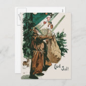 Bruine Kerstmis van de Kerstman van de Robe Feestdagenkaart (Voorkant / Achterkant)