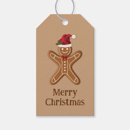 Bruine kerststolp met tekst cadeaulabel (Voorkant)