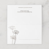 Bruine kervel geïnkte kunst bloem hoofden bruiloft plaatskaartje (Buitenkant ongevouwen)