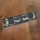  bruine Ketting met halve maan moonsteraar Naambordje (Zijkant)