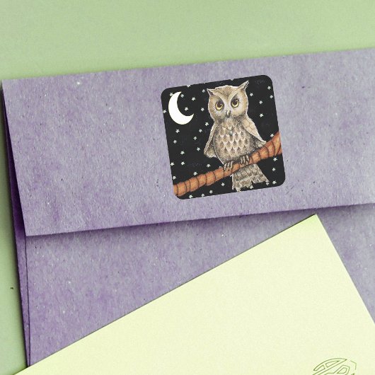 bruine Ketting met halve maan moonsteraar Vierkante Sticker