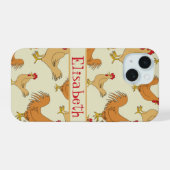Bruine Kip Ontwerp Personaliseer iPhone 15 Case (Achterkant horizontaal)