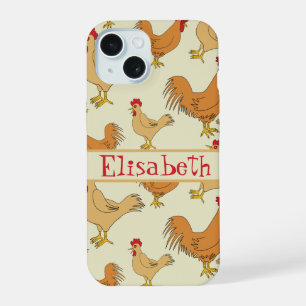 Bruine Kip Ontwerp Personaliseer iPhone 15 Case