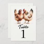 Bruine Kippen Land Trouwtafel Nummer Kaart (Voorkant / Achterkant)