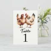 Bruine Kippen Land Trouwtafel Nummer Kaart (Staand voorkant)