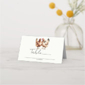 Bruine Kippen Land Trouwtafel Nummer Plaatskaartje (Achterkant)