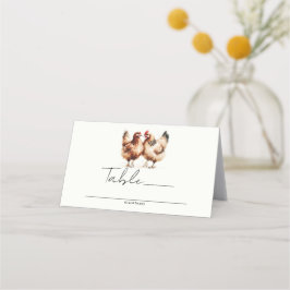 Bruine Kippen Land Trouwtafel Nummer Plaatskaartje