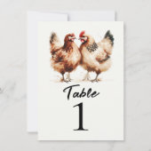 Bruine Kippen Landelijke Trouw Tafel Nummer Kaart (Achterkant)