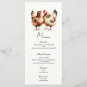 Bruine Kippen Waterverf Country Wedding Menu (Voorkant)