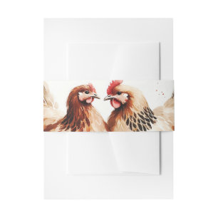 Bruine kippen Waterverf Country Wedding Uitnodigingen Wikkel