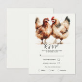 Bruine kippen Waterverf rustieke bruiloft Kaart (Voorkant / Achterkant)