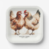 Bruine kippen Waterverf rustieke bruiloft Papieren Bordje (Voorkant)