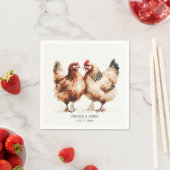 Bruine kippen Waterverf rustieke bruiloft Servet (Insitu)