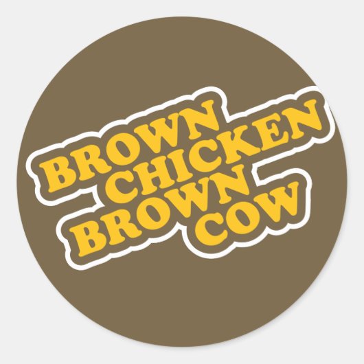 Bruine kippenbruine cow ronde sticker (Voorkant)
