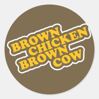 Bruine kippenbruine cow ronde sticker