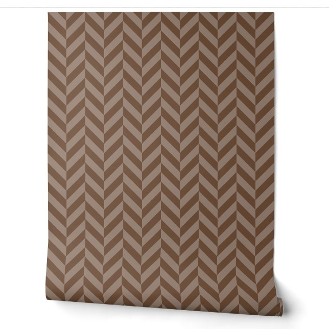 Bruine Klassieke Chevron Herringbone Behang (Afrollen)