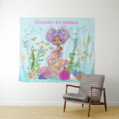 Bruine kleine zeemeermin onder Zee achtergrond Wandkleed (In Situ (horizontaal))