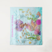 Bruine kleine zeemeermin onder Zee achtergrond Wandkleed (Voorkant)