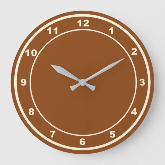 Bruine Kleur Ronde Vorm Acryl Wandklok (Voorkant)