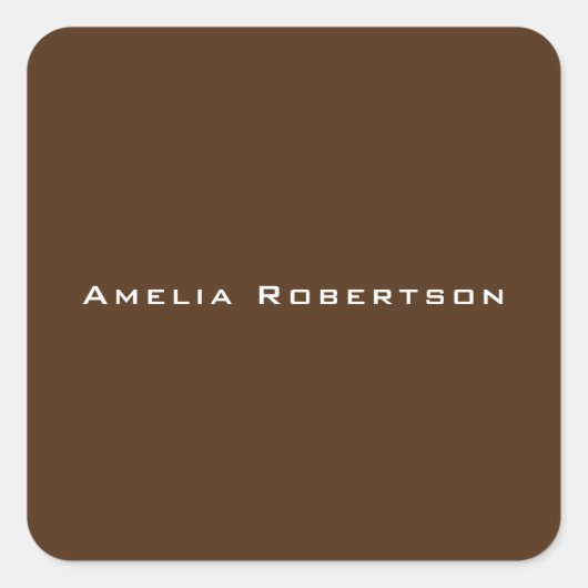 Bruine kleur Trendy Moderne Professionele Douane Vierkante Sticker (Voorkant)