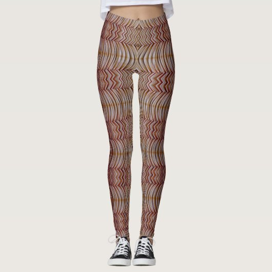 Bruine kleur zigzag patroon "Ratti_Creative_Arts" Leggings (Voorkant)