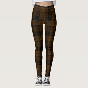 Bruine kleurstof, zwart Nero Twill Tartan, geplakt Leggings