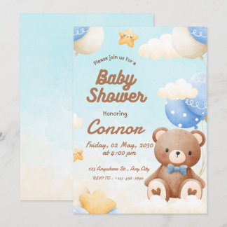 Bruine Knuffel Beer Baby Shower Uitnodiging
