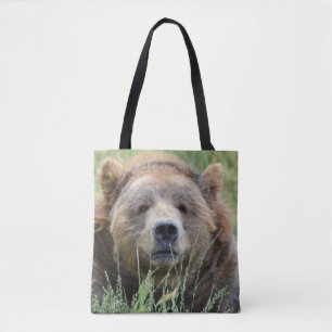 Bruine kodiak-beer tote bag