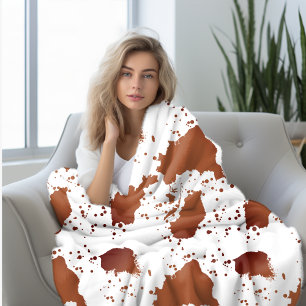 Bruine Koe afdrukken Fleece Deken