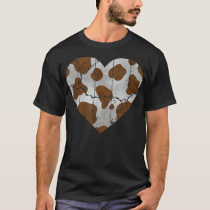 Bruine Koe Afdrukken Hart Cute Boerderij Koe Diere T-shirt