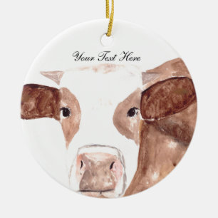 Bruine koe aquarel Animal Farm Schotse op maat Keramisch Ornament