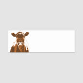 Bruine Koe Boerderij Dierlijke Kunst Naamplaatje (Voorkant)