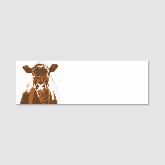 Bruine Koe Boerderij Dierlijke Kunst Naamplaatje (Voorkant)