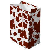 Bruine Koe Huidtextuur Dierlijke Print Medium Cadeauzakje (Achterkant Gekanteld)