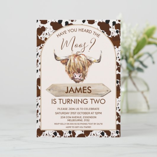 Bruine Koe Koe Afdrukdag Kaart (Staand voorkant)