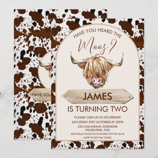 Bruine Koe Koe Afdrukdag Kaart (Voorkant / Achterkant)