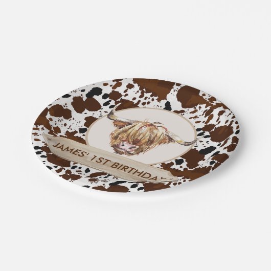 Bruine Koe Koe Afdrukdag Papieren Bordje (Gekanteld)