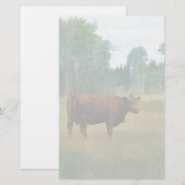 Bruine Koe op een schaal met paarden en runderen Briefpapier (Voorkant / Achterkant)