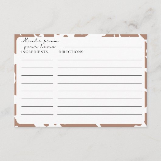 Bruine Koe Print Boerderij Recept Kaarten (Voorkant)