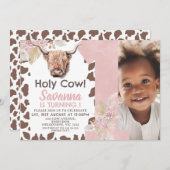 Bruine Koe Print Boho Bloemen Heilige Koe 1e Verja Kaart (Voorkant / Achterkant)