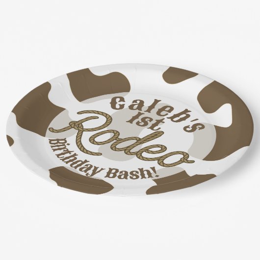 Bruine Koe Print Country Westerne Rodeo Party Papieren Bordje (Gekanteld)