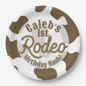 Bruine Koe Print Country Westerne Rodeo Party Papieren Bordje (Voorkant)