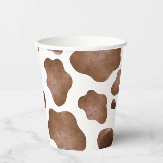Bruine Koe Print Papieren beker (Voorkant)