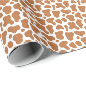 Bruine Koe Print Verjaardag Cadeaupapier (Rol Hoek)