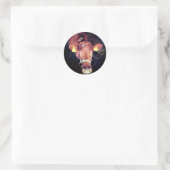 Bruine koe ronde sticker (Tas)
