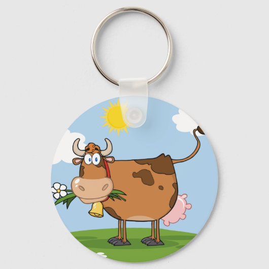 Bruine Koe Sleutelhanger (Voorkant)