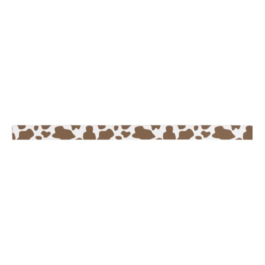 Bruine koe vlekken namaak koeienhuid patroon grosgrain lint (Voorkant)