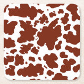 Bruine Koe Vlekken Print Cowboy Boer Kartonnen Onderzetters (Voorkant)
