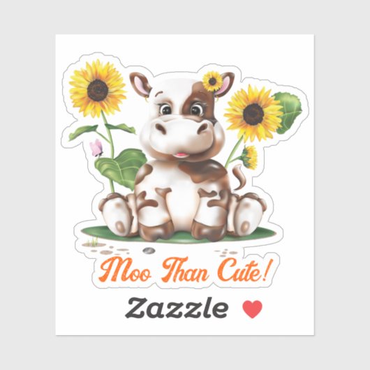 Bruine Koe Zonnebloem | Grappige Sticker (Vel)