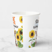 Bruine Koe Zonnebloem Meisje Eerste Verjaardag Papieren Bekers